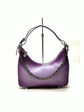 Authentic Givenchy Moon Cut Out Purple Leather Shoulder Bag